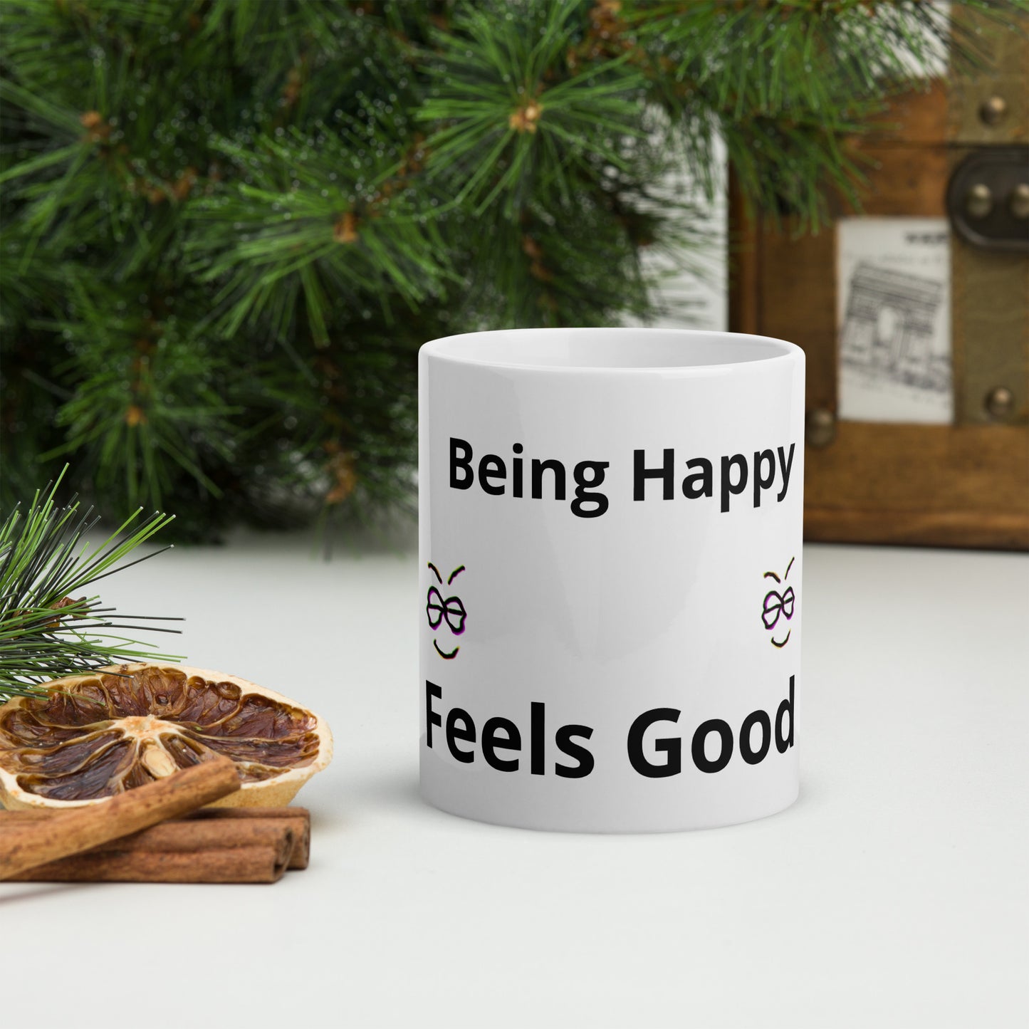 Be Happy Feel Good coffee cup