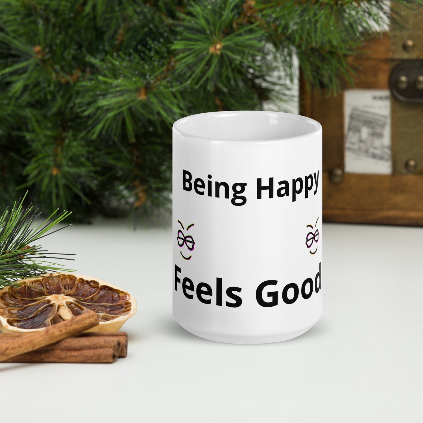 Be Happy Feel Good coffee cup