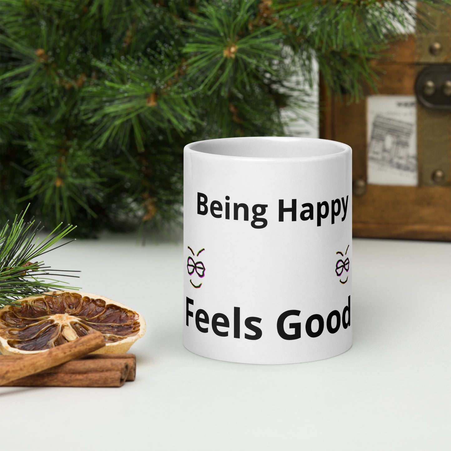 Be Happy Feel Good coffee cup